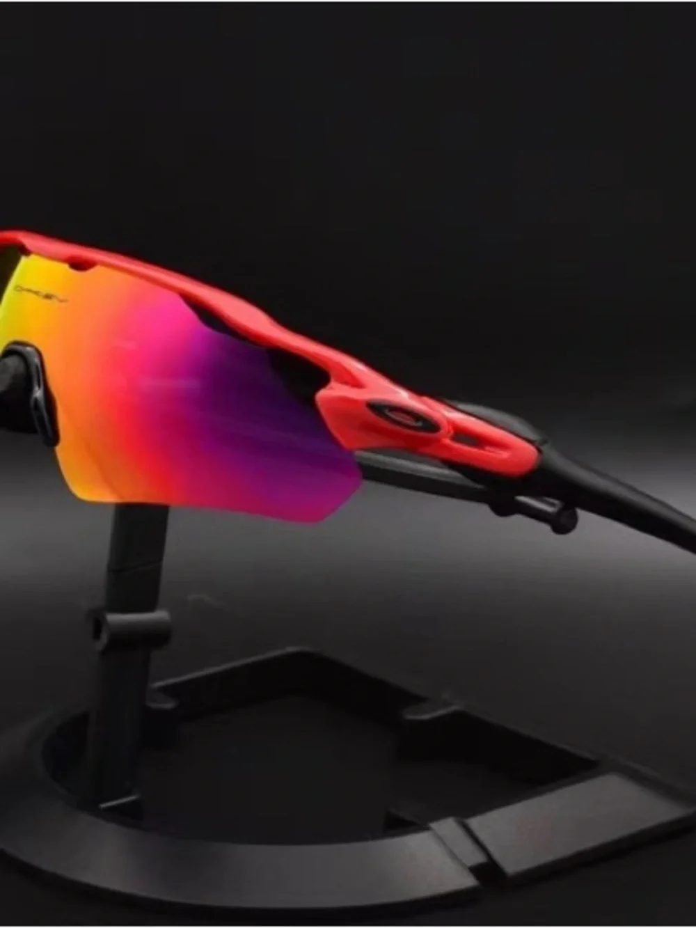 Oakley Matte Black Sunglasses with Red-Orange Gradient Lens